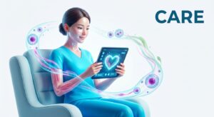 평온한 표정의 환자와 의료진의 소통을 상징하는 비주얼
